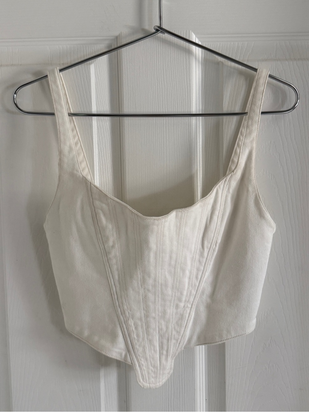 White Denim Corset Top